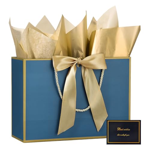 Image of JMANNI Gift Bags with Handles, 13 inch Medium Gift Bags with Tissue Paper