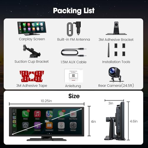 LAMTTO Upgraded 11'' Wireless Carplay Screen with Net-Flix YouTube Apps and Backup Camera - image 9