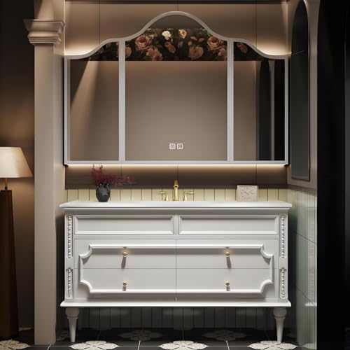 ZGNBSD White 52IN Freestanding Bathroom Vanity - Medieval Style Bathroom