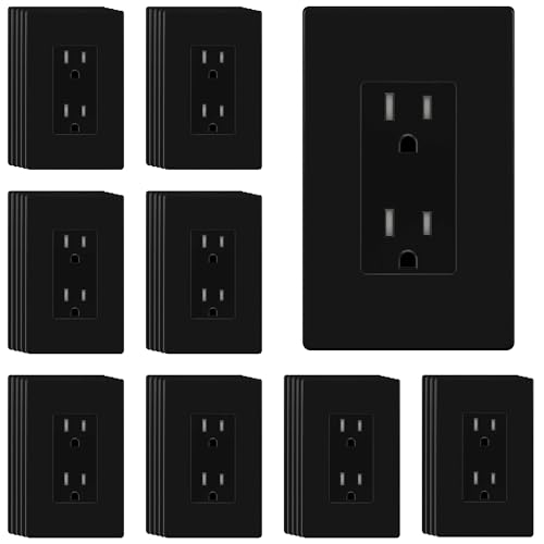 ENERLITES 40 Pack Decorator Receptacle with Screwless Wall Plate