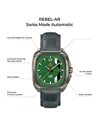 Liv Rebel-Ar Swiss Automatic, 26-Jewel Movement - 42Mm Rectangular Case- 316L Ss-Multi-Layer Dial W Double Racing Stripe- Sapphire Crystal - Water Resistant 330 Ft (100M) #TOP6