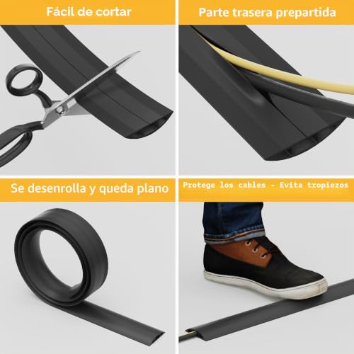 Protege cables sueltos con este canal protector antideslizante con base estriada 3