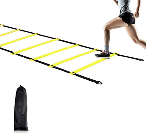 LYYZ 6M 12 Step Agility Speed Training Ladder + Black Carrying Case, Adjustable Agility Training Ladder, With Connecting Buckle, Suitable For Football, Fitness, Foot Training, Flexible Training Jump