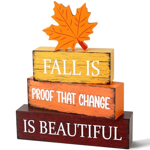 Image of 4 Pcs Fall Wooden Decor, Fall Table Decorations Gifts for Home