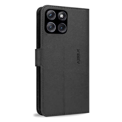 Image of AIBEX Compatible for Motorola Edge 70 Pro Plus 5G / Motorola Edge 70 Pro 5G Flip Cover Leather Finish | Inside TPU with Card Pockets | Wallet Stand | Complete Protection Flip Case Black