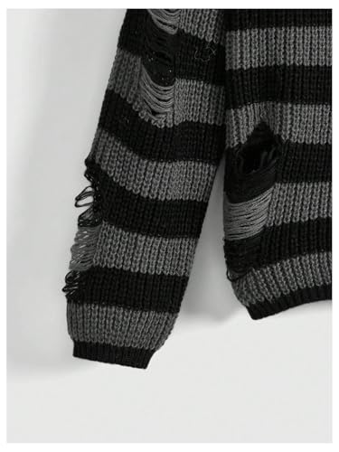 Image of MakeMeChic Women's Striped Sweaters Halloween Vintage Grandpa Sweaters