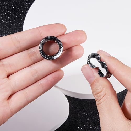 Longbeauty 12er Set Schwarz Weiß Silikon Ohr Tunnel Set mit Punkten Ohr Piercing Schmuck 10mm