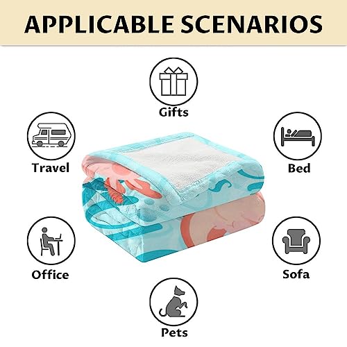 Girl Blanket - 60x80 Inches Cute Axolotl Throw - Blue Soft Fuzzy Blankets for Bed, Couch & Living Room