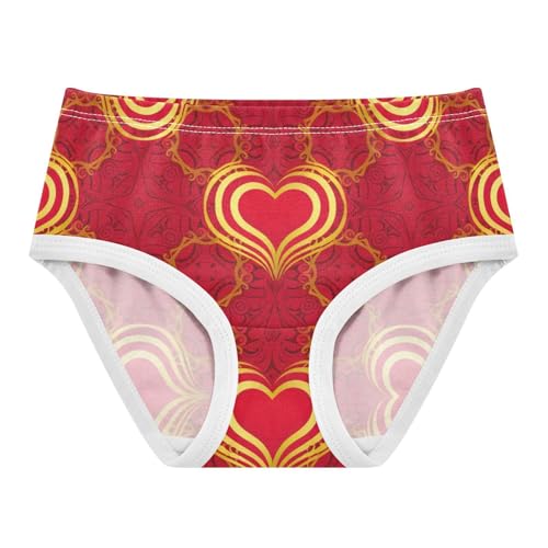 Toddler Underwear Floral 2t Cotton Little Girl Panties Personalized Underpants Briefs Red Hearts Gold