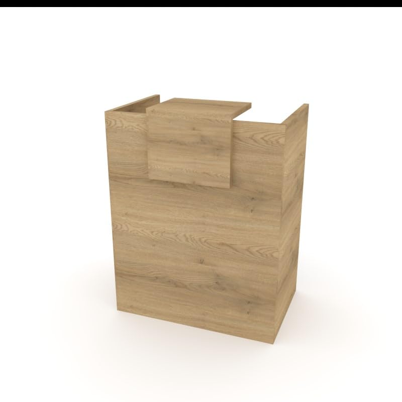 OFICIT Mostrador de Recepción y Oficina. Facil Montaje – Color Base Olmo, Color sobremostrador Olmo | 80x105x50 cm | Fabricado en España