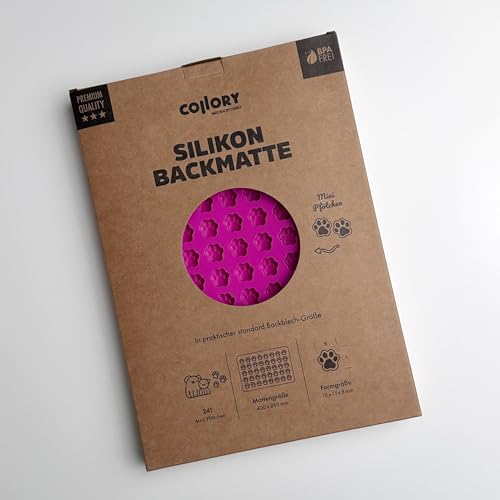 Collory Mini Pfoten (1,5 cm) Silikon Leckerli Backmatte, Hundekekse selbst backen, Schokoladenform, Bonbonform, Material antihaftend und lebensmittelecht (BPA-Frei) (Türkis)