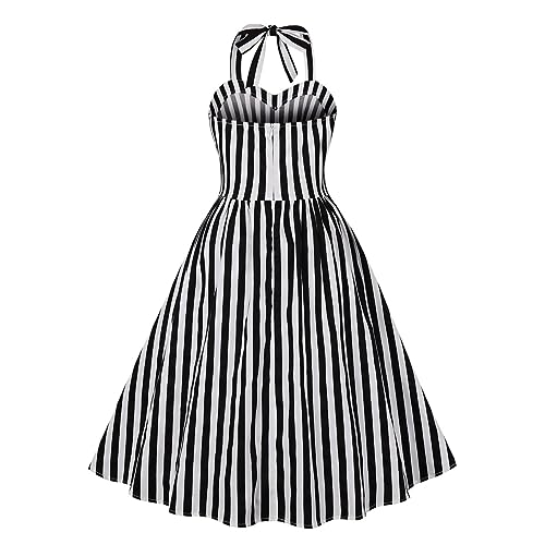 Image of 1950s Dresses for Women Vintage Retro Cocktail Party Swing Dresses Halter Floral Rockabilly 50s Polka Dot Pin up Dress