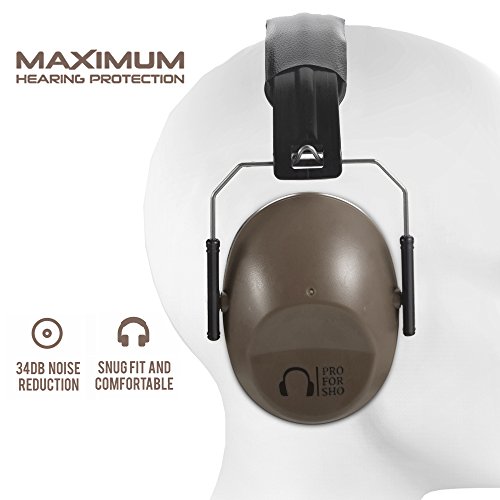 Pro For Sho 34dB Shooting Ear Protection - Special Designed Ear Muffs Lighter Weight & Maximum Hearing Protection - Standard Size, Coyote Brown - Thumbnail 7