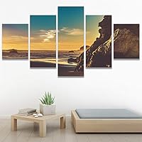 SIGNWIN 5 Panel Canvas Wall Art Skyline Sunset for Home Decorations Ready to Hang - 60