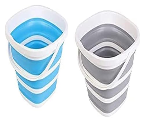 Cubo plegable multicolor azul para camping playa y pesca 6