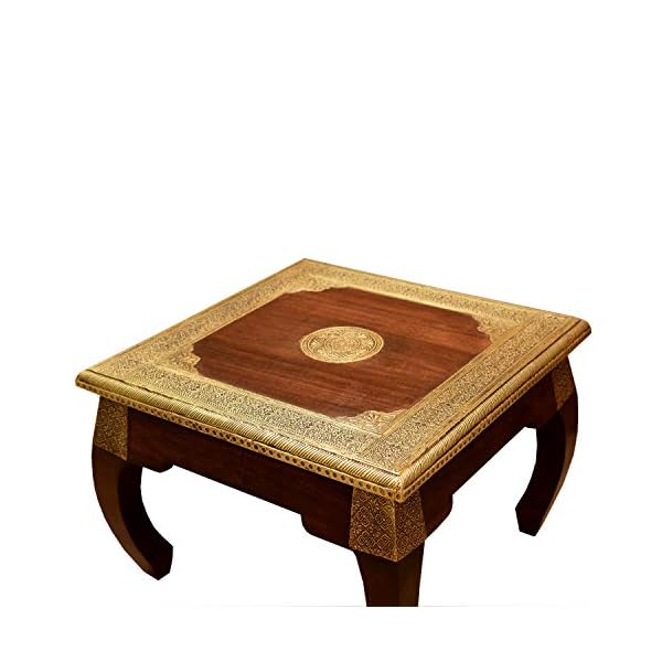 Casa Moro Orientalischer Opiumtisch Messing L 54x54x38 cm (B/T/H) aus Sheesham-Holz mit Messingintarsien | Massivholz… – Bild 4