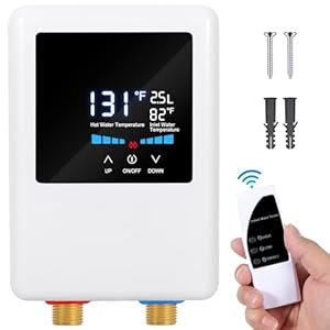 Tankless Water Heater Electric 110V, 5500W Instant Hot Water Heater Under Sink, On Demand Hot Water Heater with Remote Control and Digital Display, Portable Mini Electric Water Heaters for RV Kitchen