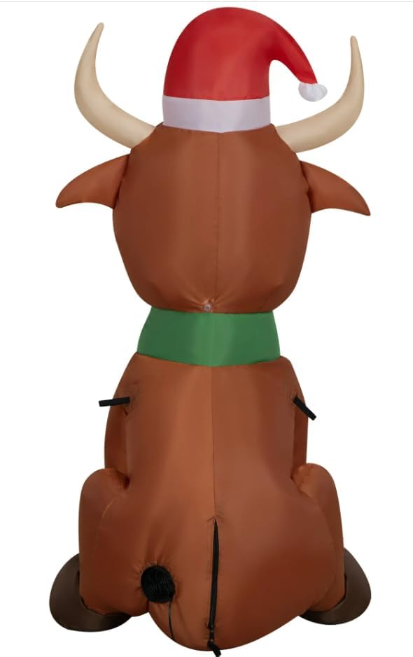 Highlander Cow 3.5 Foot Christmas Inflatable LED Holiday Air-Blown Outdoor Lighted Yard Blow-Up Decoration 2024 - Includes Bonus Repair Patch