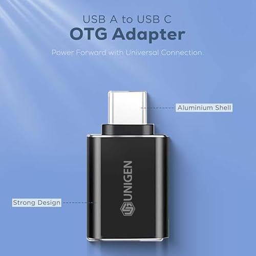 Image of UNIGEN USB 3.0 to Type C OTG Adaptor, 5Gbps High Speed Data Transfer, 5V /2A Charging, USB A Converter Adapter, Compatible for All Type C Devices, Smartphone, Laptops, Tablets, Chargers, MacBook