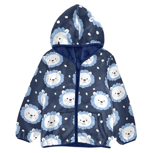 siphylline Chaqueta de invierno con capucha de oso blanco de dibujos animados para niños, ropa de abrigo de felpa, color azul marino, talla 3T, Bonito oso blanco de dibujos animados, 7 años