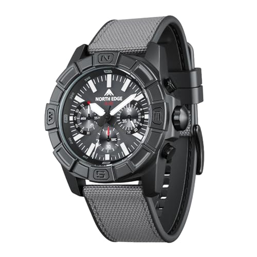 TACTIME Solar-Powered Sports Watch for Men – 50M Waterproof, Luminous Hands, Stopwatch, 12/24H Format, Lightweight Zinc Alloy Case with TPR Nylon Strap