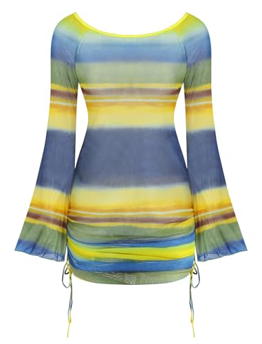 Image of ZAFUL Womens Swimsuit Cover Up Dress Off Shoulder Hollow Coverup Bathing Suit Mesh Swim Beach Dress