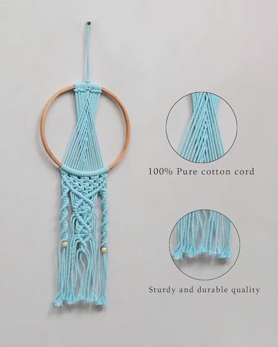Image of Homesake Macrame Dream Catchers for Bedroom Adult Dream Catcher Wall Decor Large Boho Wall Hanging Wood Beads Tassels Home Decoration Ornament Craft Gift, Set of 2 (Turquoise)
