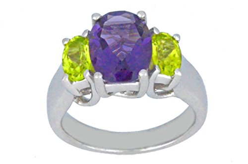 Elizabeth Jewelry 4 ct ametista e peridoto anello