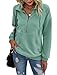 Beonych Sweatshirt Damen Pullover Elegant Langarmshirt Baumwolle Pulli Herbst Winter Casual Sweatjacke Oberteile Langarm mit Taschen (Grün, M)