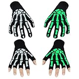 Fantasyon 2 Paar Unisex Skelett Handschuhe Halloween Glow in The Dark, Ghost Horror Bones Bedruckte Hände Accessoires, Halloween Handschuhe für Kinder Adult Costumes