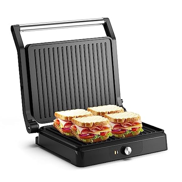 Tiastar 2200W Tostapane Piastra XXL, Griglia Elettrica/Piastra Panini/Sandwich Maker 3-in-1, Piastre antiaderenti, Temperatura regolabile, Apertura 180°