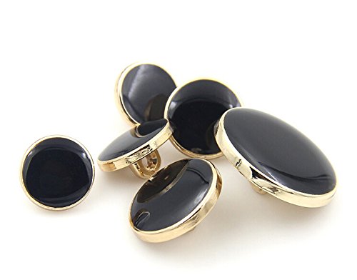 Funcoo 11 pcs Metal Blazer Button Vintage Antique Suits Button Set for Blazer, Suits, Sport Coats, Uniform, Jacket (Black+Gold)