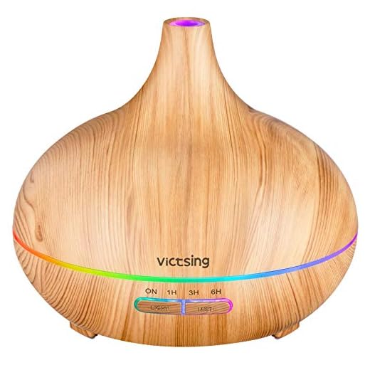 VicTsing 300ml Difusor de Aceites Esenciales, Difusor Aromaterapia de 7-Color LED, Función de Apagado Automático,Humidificador Ultrasónico Cool Mist sin BPA para dormitorio Hogar, Amarillo