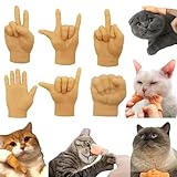 ACOSIY 6PCS Tiny Hands for Cats, Funny Little Hands for Cat Paws, Rubber Finger Puppets, Cat Interactive Toy