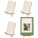 BENECREAT 4 x Mini Buchständer Aus Holz. Buchständer Aus Blanchiertem Mandelholz Zur Präsentation von Bildern Aus Holz Dekorative Platte Buch Fotostaffelei Künstlerische Arbeit