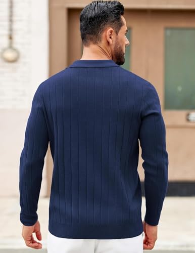 Image of NORTHWIND Men's Cotton Full Sleeve Collar Polo Sweater for Man Rib Knitted Sweaters for Men Winter Pullover Sweater for Men