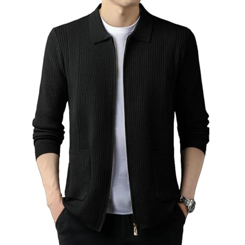 Chaqueta de punto con cremallera de manga larga para hombre con acabados de alta calidad de invierno