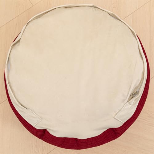 Round Pouf Ottoman 20 x 20 x 14 Inches Boho Poof Home Decor Floor Pouffe Ottoman Foot Rest for Couch Sofa Bean Bag Chairs Living Room Bedroom (Burgundy) by Poofieotto - Used condition - Image 9