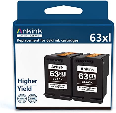 Ankink 4x Capacity 63XL Black Ink Cartridges 2 Pack Replacement for HP Ink 63 XL for Officejet 3830 4650 4652 4655 5200 5252 5255 5258 Envy 4520 4512 Deskjet 1112 2132 3630 3632 Printer HP63 HP63xl BK