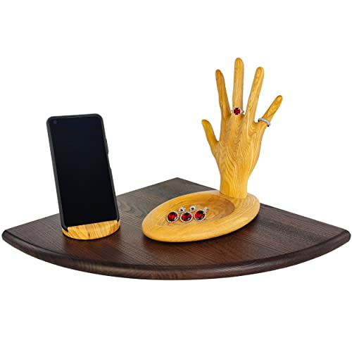 Wood Rustic Floating Corner Shelf, Wall Shelf Handmade In Europe, Brown, Perfect Storage Organizer For Bathroom, Living Room, Kitchen, And Bedroom, Sophisticated, Durable & Stylish (Brown, 9.8) #TOP8