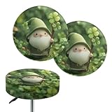 Wanyint Stretch-Sitzbezug, Möbelschutz, 33 - 38 cm, weich, elastisch, irischer Barhocker-Bezug, waschbare Schonbezüge für St. Patricks Day, Dekoration, 2 Stück, Zwergen-Kleeblattgrün