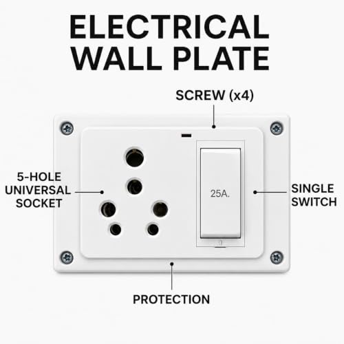 Image of Extension Board Combined Box 25 Amp with Universal Socket, Master Switch, LED Indicator | MCB Option | 240V Power Utility Box for Home, Office & Appliances | Without Wire