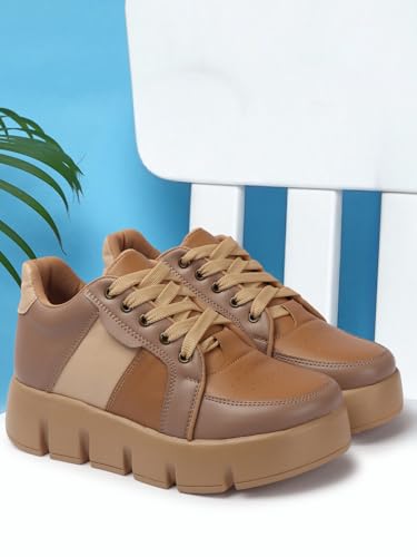 Image of Women's Pu Sneaker Lightweight and Breathable | Fashion Footwear | Comfortable & Stylish Everyday Wear | Perfec for Casual, Work, Parties