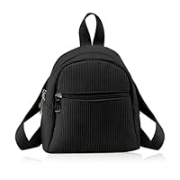 Energather Kleiner Rucksack Damen, Corduroy-Mini-Rucksack Damen Rucksack Klein für Frauen und Mädchen, Tragbarer Rucksacks Klein mit Einstellbarem Schultergurt für Spazieren, Einkaufen (schwarz)