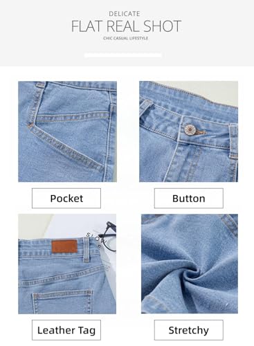 Image of Shasmi Women's High Waisted Stretch Denim Shorts - Platinum Casual Summer Jean Shorts with Pockets | Soft Breathable Cotton Blend Hot Pants for Women (Short 266)