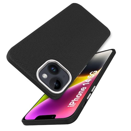 Image of iPhone 14 Case | Frosted Silicone with Metal Ring Camera & Button Protection | Slim & Shockproof | Matte Grip Apple iPhone 14 Cover - Black