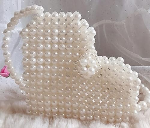 RANA HANDICRAFT Luxury White Pearl Purses Shoulder Bag for Women Pearl Bag Beaded Clutch Evening Bag for Women Beaded Clutch Evening Hand Bag for Women & Girls - Image 5