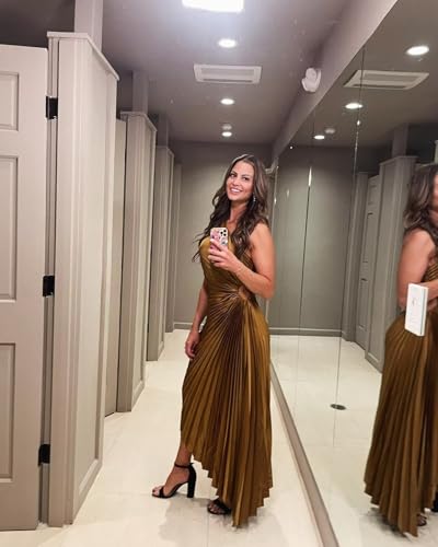 One Shoulder Satin Bridesmaid Dresses Long for Women Corset Pleated Long Formal Dress DI2754