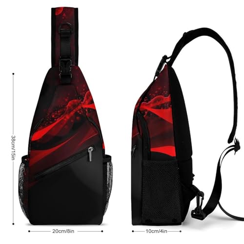 Mochila tipo bandolera negra y roja para hombre y mujer miniatura 2