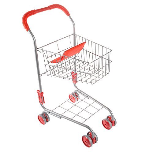 HEY! PLAY! Kids Shopping Cart - Toddler Grocery Cart with Pivoting Front Wheels and Folds for Easy Storage - for Pretend Play Grocery Store